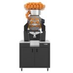 Zumex 08827 Speed S+ Self Service All-in-One High Capacity Automatic Feed Juicer with Wide Black Podium - 40 Fruits / Minute
