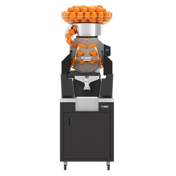 Zumex 09962 Speed S+ Self Service All-in-One High Capacity Automatic Feed Juicer with Slim Black Podium - 40 Fruits / Minute